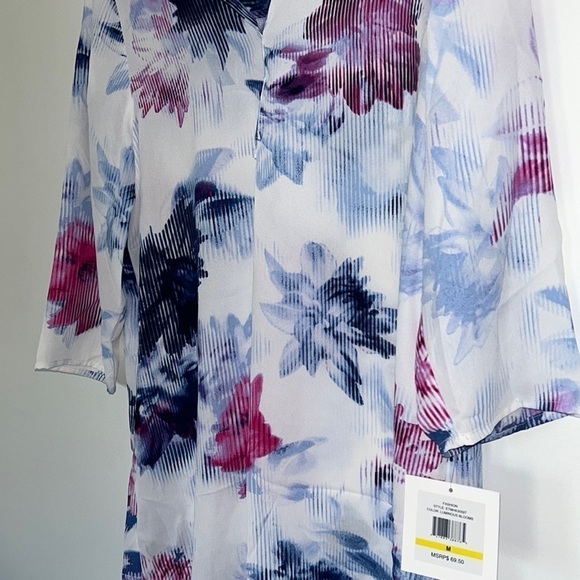 ELLEN Tracy White Floral Tunic, Medium - Picture 5 of 11